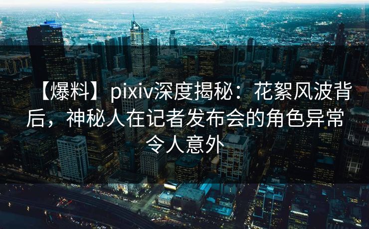 【爆料】pixiv深度揭秘:花絮风波背后,神秘人在记者发布会的角色异常令人意外 【爆料】pixiv深度揭秘:花絮风波背后,神秘人在记者发布会的角色异常令人意外