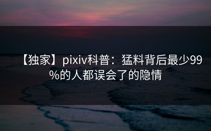 【独家】pixiv科普:猛料背后最少99%的人都误会了的隐情 【独家】pixiv科普:猛料背后最少99%的人都误会了的隐情