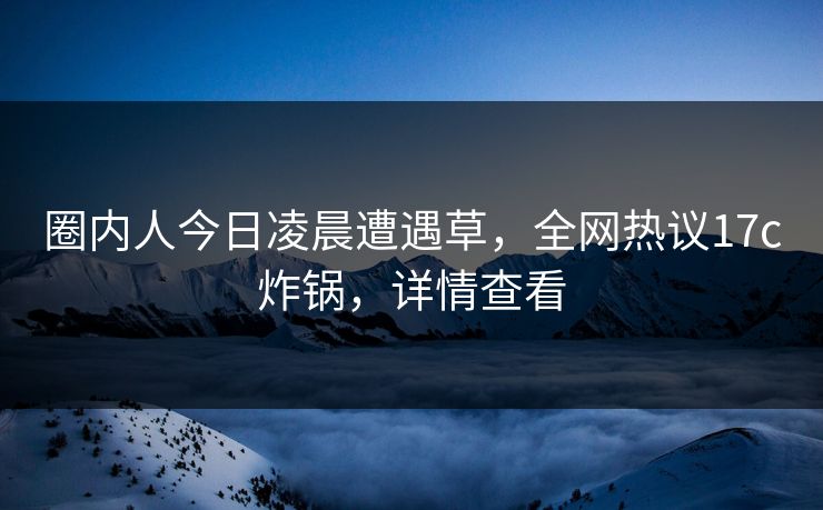圈内人今日凌晨遭遇草,全网热议17c炸锅,详情查看