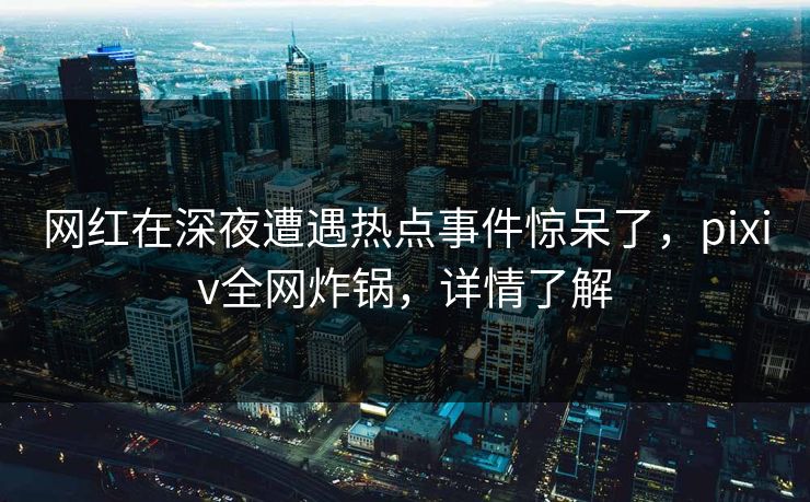 网红在深夜遭遇热点事件惊呆了,pixiv全网炸锅,详情了解